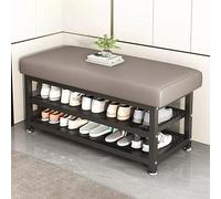 QHLMLL Panca portaoggetti in metallo nero per piccoli spazi, panca da ingresso con portaoggetti e seduta, scarpiera per corridoio