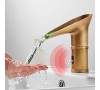 QHLMLL Retro Sensor Mixer Taps Hot And Cold Water Bathroom Tap Waterfall Bath taps LED Color Change Basin Tap Touchless Sink Faucet-Antique_Low