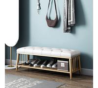 QHLMLL Scarpiera da ingresso con seduta in pelle PU, scarpiera di alta qualità, organizer per scarpe dorato, moderna panca da ingresso per scarpe, panca portaoggetti bianca, 100 x 35 x 45 cm