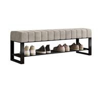 QHLMLL Scarpiera imbottita da ingresso con vano portaoggetti, panca in metallo nero a 2 ripiani per camera da letto, armadio, corridoio, soggiorno, fango, porta (dimensioni: 80 x 32 x 45 cm, colore