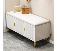 QHLMLL Scarpiera nascosta per tacchi alti, moderna scarpiera sottile con ante per ingressi e corridoi, ottomana Luxe con sedile e organizer (dimensioni: 90 x 50 x 30 cm, colore: bianco