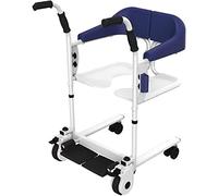 QHLMLL Sedia a rotelle per Anziani paralizzati, Sedia a rotelle per Il trasferimento del paziente, Sedia a rotelle per Il Bagno, Comoda da Comodino con Padella per disabili, Blu Scuro