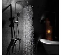 QHLMLL Shower Faucet Set Black Brass Bath Thermostatic Bath Mixer Tap Shower System Shower Faucet Top Waterfall Wall Mount Hand Shower for Family Hotel