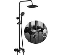 QHLMLL Shower Faucet Set Black Brass Bath Thermostatic Bath Mixer Tap Shower System Shower Faucet Top Waterfall Wall Mount Hand Shower for Family Hotel