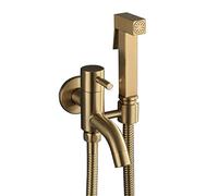 QHLMLL Shower System, Handheld Bidet Sprayer for Toilet Brass Portable Baby Cloth Diaper Sprayer Brushed Gold Bidet Faucet with Bidet Hose, for Feminine Wash, Pet Washing, Easy