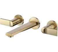 QHLMLL Wall Mounted Bathroom Sink FaucetBlack Brass Basin Mixer Tap with Double Handles 3 Holes Vanity Faucet for Modern Bathrooms Durable And Stylish Design.