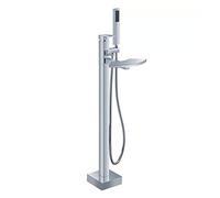 QHLMLL Waterfall Freestanding Bathtub Faucet Brass Chrome Floor Mounted Tub Filler Set Multifunctional Single Handle Bath Shower Mixer Taps with Handheld Shower