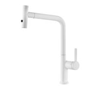 QHLMLL White Kitchen Taps with Pull out Spray 2 Mode Kitchen Faucet Mixer Tap Hot And Cold 360° Swivel Spout
