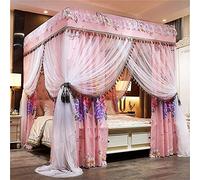 QHLMLL Zanzariera per Letto, Tenda a Colonna a 4 Angoli, Tessuto Antipolvere da Pavimento a Pavimento, Decorazione e Installazione Comoda per la Camera da Letto della principess