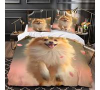 QHNZKJXPRL Carino cane soffice copripiumino 3 Pezzi morbida microfibra stampa 3D con federa per cuscini cerniera nascosta Correre con gioia Set Di Copripiumino for adulti e ragazze Single（135x200cm）