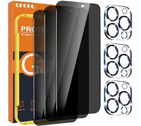 QHOHQ 3 Pezzi Pellicola Privacy per iPhone 15 Pro [6,1 Pollici] con 3 Pezzi Protezione Fotocamera, Anti-Spy Vetro Temperato, Ultra Resistente, Anti-Graffio, HD, Senza Bolle