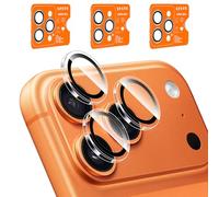 QHOHQ 3 Pezzi Protezione Fotocamera per iPhone 16 Pro Max/16 Pro/15 Pro Max/15 Pro/17 Pro Max/17 Pro, Top 9H+ Vetro Temperato, [15 Piedi Antiurto di Grado Militare], Auto-Install 1s - Trasparente