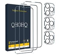 QHOHQ 3 Pezzi Vetro Temperato per iPhone 13 Pro 6.1" con 3 Pezzi Pellicola Protettiva Fotocamera Posteriore, Ultra Resistente, Durezza 9H, HD, Anti-Graffio, Senza Bolle, Facile Installare
