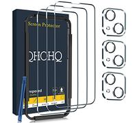 QHOHQ 3 Pezzi Vetro Temperato per iPhone 14 / iPhone 13 6.1" con 3 Pezzi Pellicola Protettiva Fotocamera Posteriore, Ultra Resistente, Durezza 9H, HD, Anti-Graffio, Senza Bolle, Facile Installare