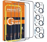 QHOHQ 3 Pezzi Vetro Temperato per iPhone 15 [6,1 Pollici] e 3 Pezzi Pellicola Fotocamera, Pellicola Prottetiva Anti Graffio, Durezza 9H, HD Trasparente, Senza Bolle