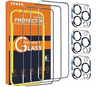 QHOHQ 3 Pezzi Vetro Temperato per iPhone 15 Pro Max [6,7 Pollici] e 3 Pezzi Pellicola Fotocamera, Pellicola Prottetiva Anti Graffio, Durezza 9H, HD Trasparente, Senza Bolle