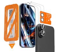 QHOHQ 3 Pezzi Vetro Temperato per iPhone 17 + 1 Set Pellicola Fotocamera, Top 9H+ Durezza Pellicola Protettiva, [12 Piedi Antiurto di Grado Militare], Auto-Install 1s, Cover Compatibile