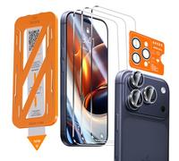 QHOHQ 3 Pezzi Vetro Temperato per iPhone 17 Pro + 1 Set Pellicola Fotocamera, Top 9H+ Durezza Pellicola Protettiva, [12 Piedi Antiurto di Grado Militare], Auto-Install 1s, Cover Compatibile