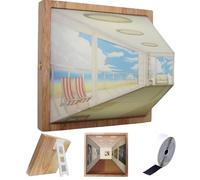 QhomeQ Lighting Painting Decor, 3D Naked Eye Visual Night Light, Optical Illusion Wall Art Ambient Lighting, USB Powered LED Light for Wall Art, Picture Frame Night Light,Seaside