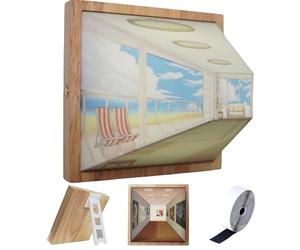 QhomeQ Lighting Painting Decor, 3D Naked Eye Visual Night Light, Optical Illusion Wall Art Ambient Lighting, USB Powered LED Light for Wall Art, Picture Frame Night Light,Seaside