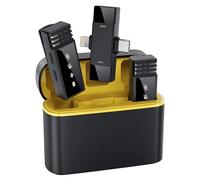 Qhot Microfono lavalier wireless per iPhone, mini microfono Bluetooth con clip e risvolto, con cancellazione del rumore, Lightning iPad e USB-C Android Mobile per registrazione video, Vlogging, Tiktok