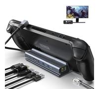 Qhou Docking station, docking station 6 in 1 USB C, HDMI 2.0, 4K@60Hz, Gigabit Ethernet, 3 porte USB A 3.0 e USB C, compatibile con Valve Steam Deck, Tablet
