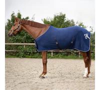 QHP Coperta in Pile con Decorazione, Navy/Argento - 155 cm