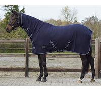 QHP coperta in pile per cavallo con parte per il collo e cinghie, blu