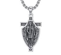 QHQPQ Collana con ciondolo a forma di San Arcangelo da uomo, in argento Sterling 925, con croce di San Raffaello, gioiello religioso cattolico, regalo per ragazzi e fidanzati
