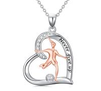 QHQPQ Collana da donna in argento Sterling 925 con ciondolo a forma di cuore e calcio, gioielli a tema calcio, regalo per donne, fidanzata, mamma