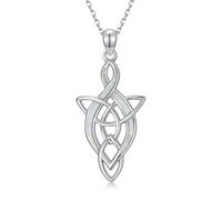 QHQPQ Collana da donna in argento Sterling 925 con opale e nodo celtico, ciondolo a forma di cuore infinito, regalo per donne e fidanzate, 0.63in * 1.10in (16mm * 28mm), Argento sterling, Opale