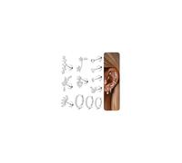 QHQQXN 12/14 Pezzi 16G Helix Piercing Gioielli Acciaio Chirurgico Trago Set Piatto Posteriore Stud Helix Hoop Cartilagine Orecchino Argento Oro Conchiglia Daith Tragus Piercing Gioielli PC Singolo