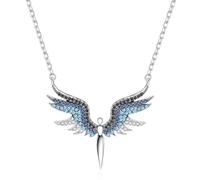 QHQQXN Accessori per Ragazze Ciondolo Angelo Custode in Argento Sterling 925, collane con Ciondolo Ali d'Angelo per Gioielli da Donna - Collana con Angelo Custode, Collana con Angelo per Ragazze,