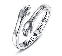 QHQQXN Anelli da Abbraccio per Donna in Argento Sterling 925, Ti Amo per Sempre Ti Amo Regalo per la Madre Regali per la Sorella Parole incise Che abbracciano Le Mani Anello Aperto Regalo di Gioielli