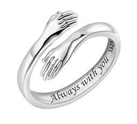 QHQQXN Anelli da Abbraccio per Donna in Argento Sterling 925, Ti Amo per Sempre Ti Amo Regalo per la Madre Regali per la Sorella Parole incise Che abbracciano Le Mani Anello Aperto Regalo di Gioielli
