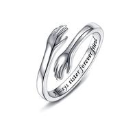 QHQQXN Anelli da Abbraccio per Donna in Argento Sterling 925, Ti Amo per Sempre Ti Amo Regalo per la Madre Regali per la Sorella Parole incise Che abbracciano Le Mani Anello Aperto Regalo di Gioielli