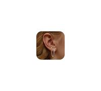 QHQQXN Catena per Donna - Cerchio Doppio Piercing in Argento Sterling 925 Cerchio in Oro 14K per Piercing Multipli CZ Goccia Elica Cartilaginea per Ragazze Adolescenti