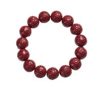 QHQQXN CCXXYGWJ Perline di Preghiera Bracciale con Collana di Perle Bracciale con Perline di Preghiera Buddista Bracciale con verità di cinabro Naturale Bracciale con Sei Parole Feng Shui Ricchezza