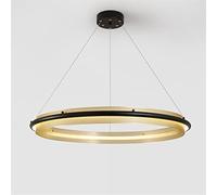 QHQQXN Ceiling Light, Living Room Chandelier Creativity Personality Kitchen Pendant Lights Round Shape Showroom Art LED Chandelier Lighting Modern Circle Ring Hanging Lights Tricolor Dimming