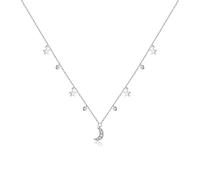 QHQQXN Collana con Ciondolo Luna Bianca e Stella in Argento Sterling 925 da Donna, collane a Catena, Gioielli in Argento 925