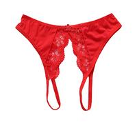 QHQQXN Generisch Mutandine da Donna Intimo Mutande da Donna Perizoma a File Aperto Trasparente Mesh Fronte Retro File Aperto Bordo in Pizzo Mutandine a Vita Bassa