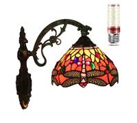 QHQQXN GWJKG Lampada da Parete in Vetro colorato con Applique a Forma di Libellula, Lampada Elegante per corridoio, Scala, Camera da Letto, Decorazioni per la casa in Ufficio - Illuminazione in Stile