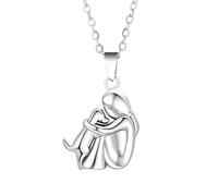 QHQQXN HHRLCH Collana Abbraccio in Argento Sterling 925 per Uomo e Donna, Collana Abbraccio Cane, Abbraccio Madre Figlio, Ciondolo Ali d'Angelo Abbraccio, Collana Baci abbracci a Due Mani,