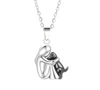 QHQQXN HHRLCH Collana Abbraccio in Argento Sterling 925 per Uomo e Donna, Collana Abbraccio Cane, Abbraccio Madre Figlio, Ciondolo Ali d'Angelo Abbraccio, Collana Baci abbracci a Due Mani,