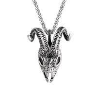 QHQQXN HHRLCH Collana con Teschio da Uomo, Ciondolo con Testa di Teschio di Capra in Argento Sterling 925, Collana con Ciondolo Scheletro di Teschio Hip Hop, Collana Memento Mori, Medaglione Pirata