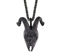 QHQQXN HHRLCH Collana con Teschio da Uomo, Ciondolo con Testa di Teschio di Capra in Argento Sterling 925, Collana con Ciondolo Scheletro di Teschio Hip Hop, Collana Memento Mori, Medaglione Pirata