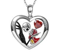 QHQQXN HHRLCH Collana con Teschio per Uomo Argento Sterling 925 Punk Teschio di Cristallo Ciondolo Amore Male Demone Collana Cuore Hip Hop Punk Bohemien Memento Mori Collana Medaglione Pirata