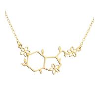 QHQQXN HHRLCH Collana in Argento Sterling 925 con Serotonina per Donne Uomini Collane con Molecola di Dopamina Formula Chimica Collana del Dna Struttura della Serotonina Formula Ciondolo Girocollo