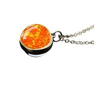 QHQQXN HHRLCH Collana Pianeta in Argento Sterling 925 per Donna Uomo Collana Sistema Solare Universo Spazio Luna Sole Terra Pianeta Collane Ciondolo a Sfera in Vetro a Doppia Faccia