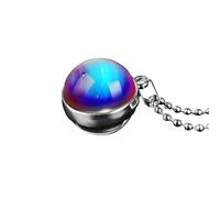 QHQQXN HHRLCH Collana Pianeta in Argento Sterling 925 per Uomini e Donne, collane Pianeta Spazio Universo Sistema Solare, Ciondolo Sfera di Vetro a Doppia Faccia, Collana Saturno Oro, Collana Sistema